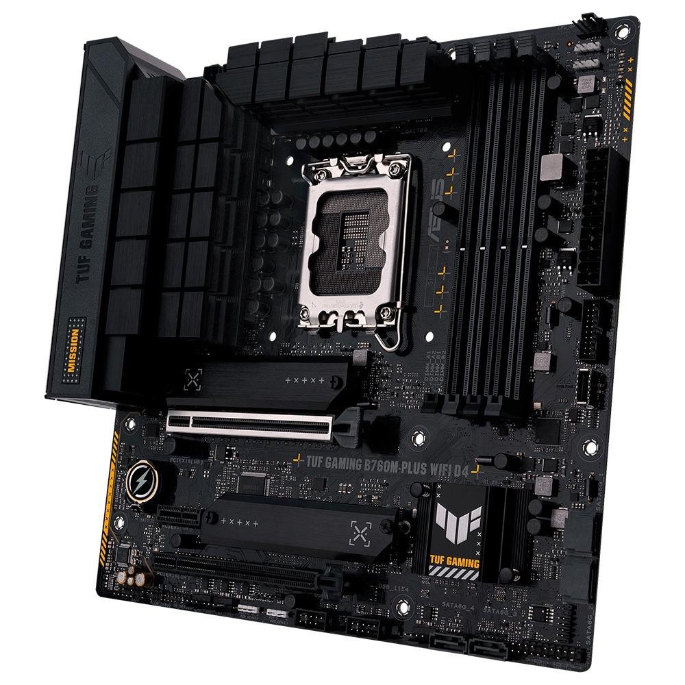 Placa-Mãe ASUS TUF GAMING B760M-Plus Wi-Fi, Intel LGA 1700, mATX, D4,DDR4, Wi-Fi, Preto - 90MB1DG0-M0EAY0 Placa-Mãe ASUS TUF GAMING B760M-Plus Wi-Fi, Intel LGA 1700, mATX, D4,DDR4, Wi-Fi, Preto - 90MB1DG0-M0EAY0
