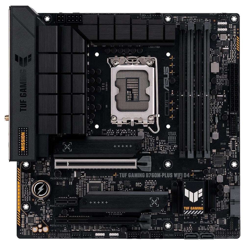 Placa-Mãe ASUS TUF GAMING B760M-Plus Wi-Fi, Intel LGA 1700, mATX, D4,DDR4, Wi-Fi, Preto - 90MB1DG0-M0EAY0 Placa-Mãe ASUS TUF GAMING B760M-Plus Wi-Fi, Intel LGA 1700, mATX, D4,DDR4, Wi-Fi, Preto - 90MB1DG0-M0EAY0
