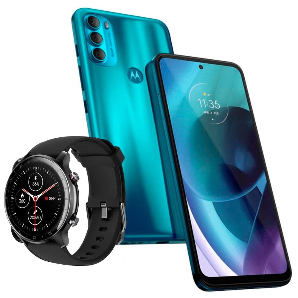 Smartphone Motorola Moto G71, 5G, 6GB RAM, 128GB,Octa Core, Verde - PAS20017BR + SmartWatch Husky Sports 700 GPS, Preto, Pulseira Extra Azul Smartphone Motorola Moto G71, 5G, 6GB RAM, 128GB,Octa Core, Verde - PAS20017BR + SmartWatch Husky Sports 700 GPS, Preto, Pulseira Extra Azul