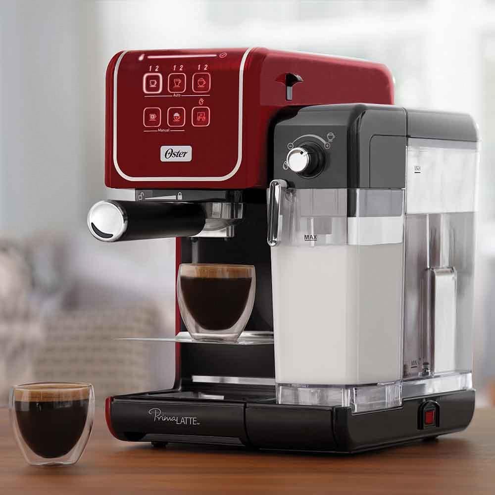 Imagem 2 de 4 do produto Cafeteira Expresso Oster PrimaLatte Xpert, 1170W, 220V, Preto e Vermelho - BVSTEM6702R-057
