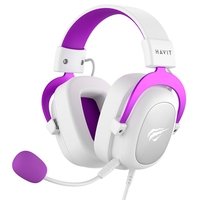 Headset Gamer Havit H2002D, Drivers 53mm, P3, XBOX ONE e PS4, Branco e Roxo