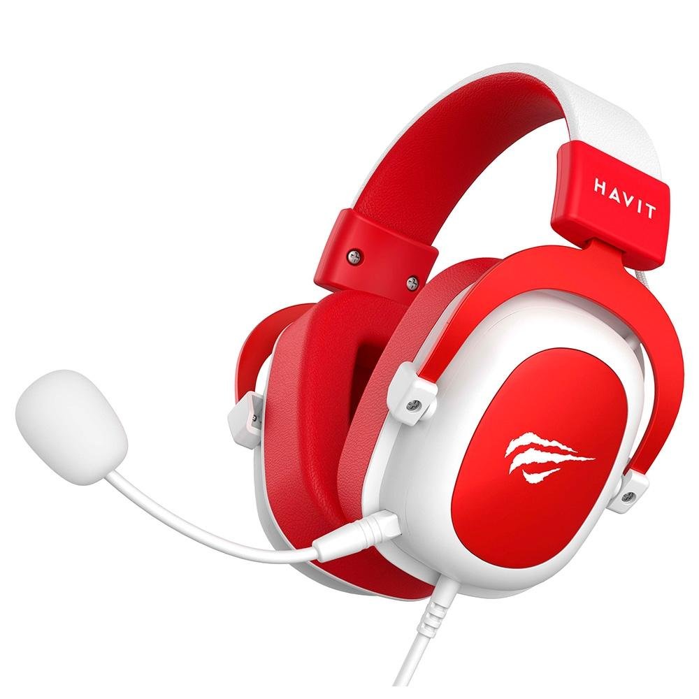 Headset Gamer Havit H2002D, Drivers 53mm, P3, XBOX ONE e PS4, Branco e Vermelho - HV-H2002WR Headset Gamer Havit H2002D, Drivers 53mm, P3, XBOX ONE e PS4, Branco e Vermelho - HV-H2002WR