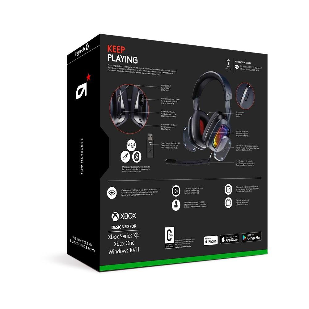 Imagem 7 de 8 do produto Headset Gamer Sem Fio Astro Gaming A30, Drivers 40mm, Bluetooth, XB e PC, Azul Escuro - 939-002000