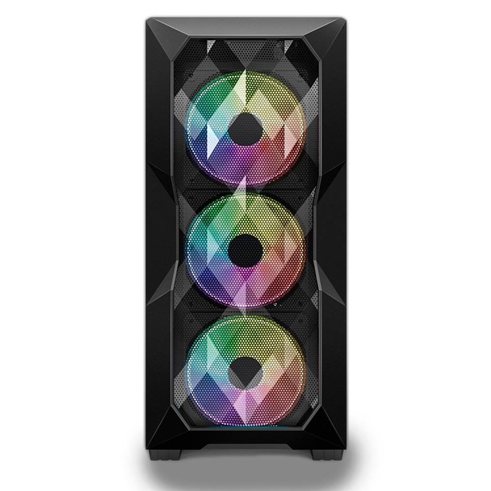 Imagem 2 de 5 do produto Gabinete Gamer Hayom, Mid Tower, RGB, ATX, Lateral em Vidro Temperado, 3x Cooler Fan RGB, Preto - GB1710