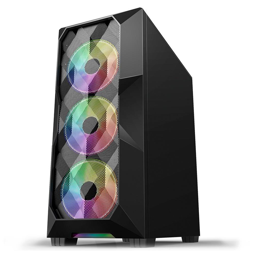 Imagem 3 de 5 do produto Gabinete Gamer Hayom, Mid Tower, RGB, ATX, Lateral em Vidro Temperado, 3x Cooler Fan RGB, Preto - GB1710