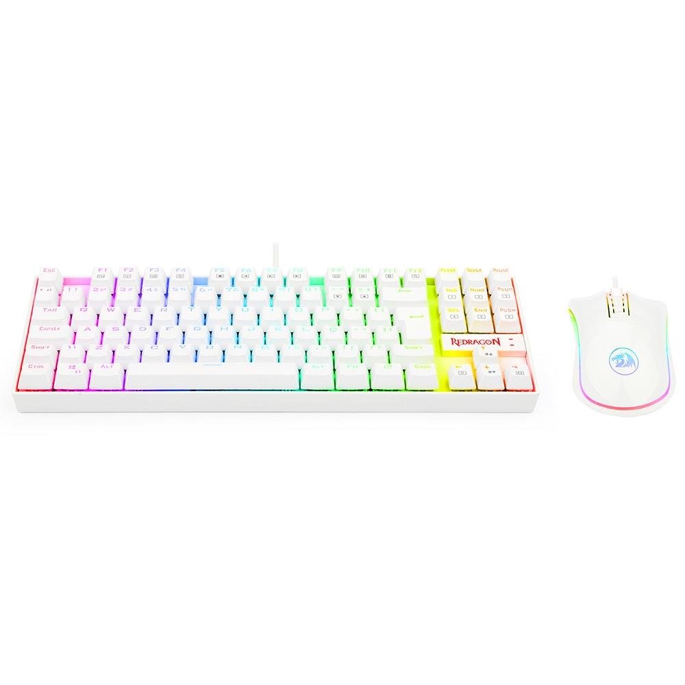 Imagem 8 de 12 do produto Kit Gamer Redragon RGB, Headset Lamia 2, Drivers 40mm + Teclado Kumara, Switch Outemu Brown, ABNT2 + Mouse Cobra, 12400 DPI, Branco - S125W