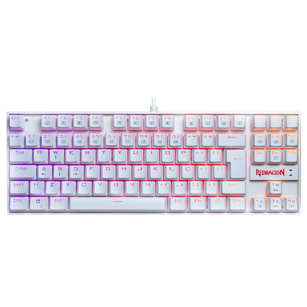 Imagem 9 de 12 do produto Kit Gamer Redragon RGB, Headset Lamia 2, Drivers 40mm + Teclado Kumara, Switch Outemu Brown, ABNT2 + Mouse Cobra, 12400 DPI, Branco - S125W