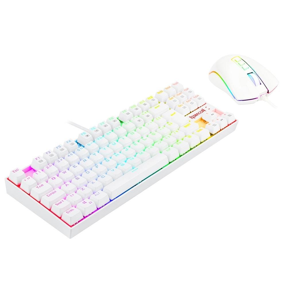 Imagem 10 de 12 do produto Kit Gamer Redragon RGB, Headset Lamia 2, Drivers 40mm + Teclado Kumara, Switch Outemu Brown, ABNT2 + Mouse Cobra, 12400 DPI, Branco - S125W