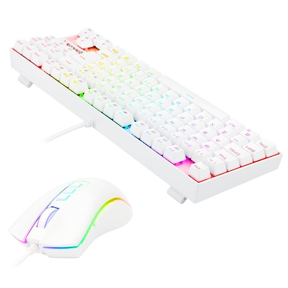 Imagem 4 de 12 do produto Kit Gamer Redragon RGB, Headset Lamia 2, Drivers 40mm + Teclado Kumara, Switch Outemu Brown, ABNT2 + Mouse Cobra, 12400 DPI, Branco - S125W