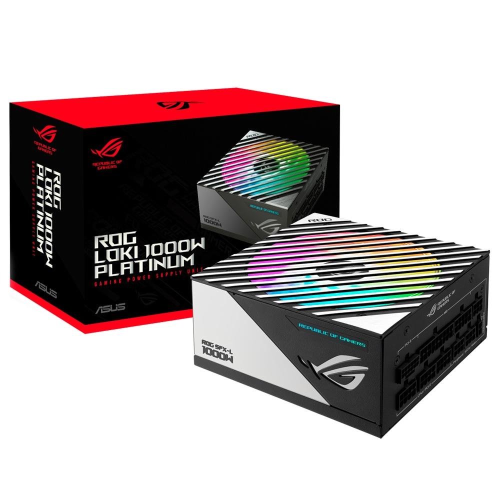 Fonte ASUS ROG Loki SFX-L, 1000W, 80 Plus Platinum, Modular, ARGB, Sem Cabo, Preto - 90YE00N1-B0BA00 Fonte ASUS ROG Loki SFX-L, 1000W, 80 Plus Platinum, Modular, ARGB, Sem Cabo, Preto - 90YE00N1-B0BA00