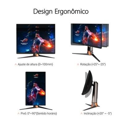 Monitor Asus ROG Swift 27, 360Hz, 1ms, HDMI e DisplayPort, 135% sRGB, HDR,  G-Sync, Altura Ajustável, VESA - PG27AQN