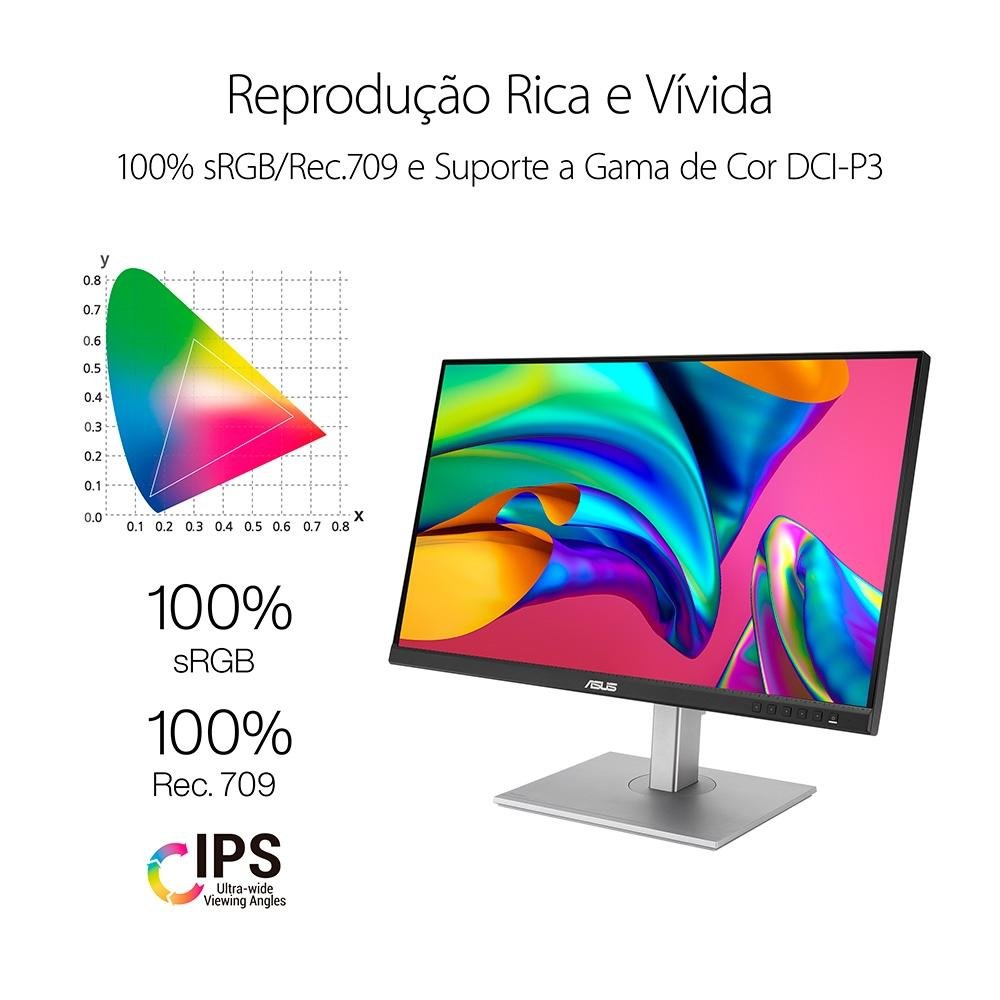 Monitor Profissional ASUS ProArt 27", QHD, IPS, Adaptive Sync, USB-C, Altura Ajustável, Som Integrado - PA278CV Monitor Profissional ASUS ProArt 27", QHD, IPS, Adaptive Sync, USB-C, Altura Ajustável, Som Integrado - PA278CV
