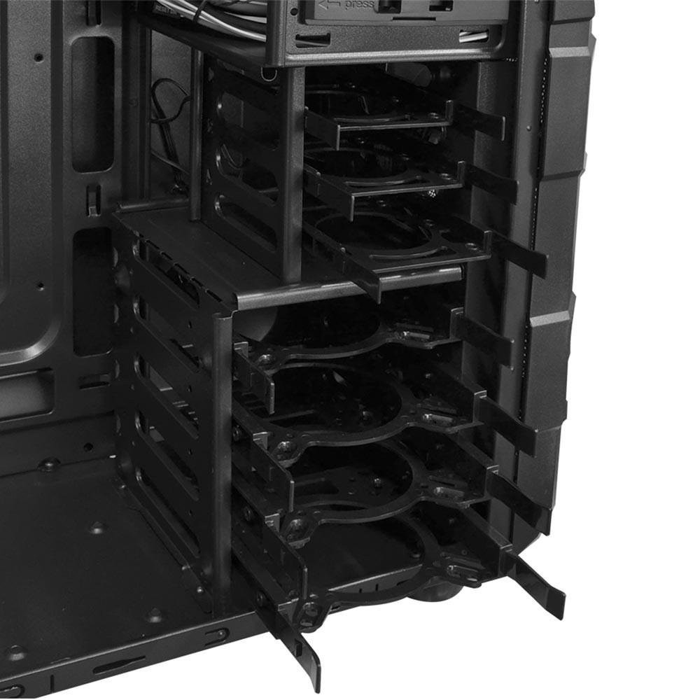 Imagem 10 de 11 do produto Gabinete Gamer PCYES mid-tower Rhino com 3 fans LED Vermelho Lateral em acrílico – RHINOPTOVM3FCA