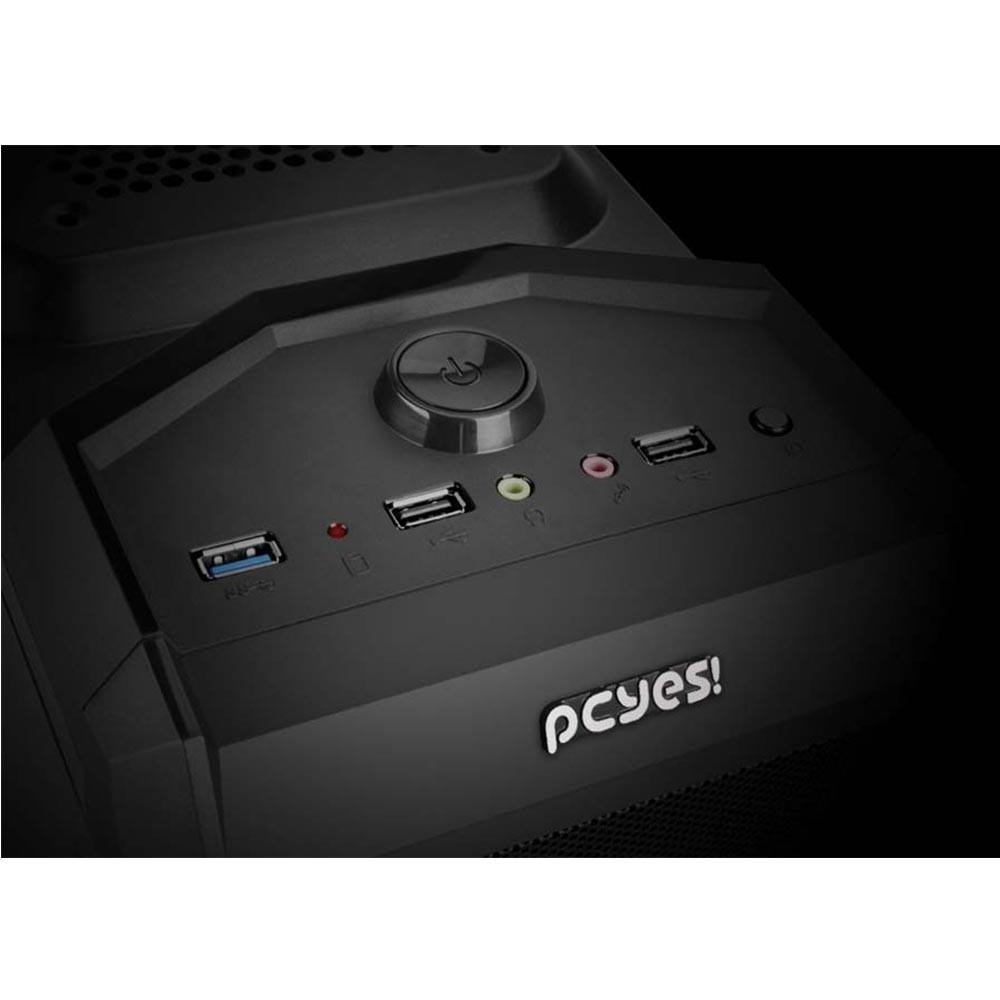 Gabinete Gamer PCYES mid-tower Rhino com 3 fans LED Vermelho Lateral em acrílico – RHINOPTOVM3FCA