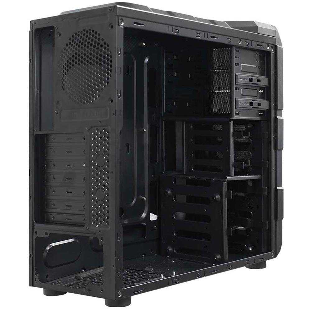 Gabinete Gamer PCYES mid-tower Rhino com 3 fans LED Vermelho Lateral em acrílico – RHINOPTOVM3FCA