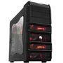 Gabinete Gamer PCYES mid-tower Rhino com 3 fans LED Vermelho Lateral em acrílico – RHINOPTOVM3FCA
