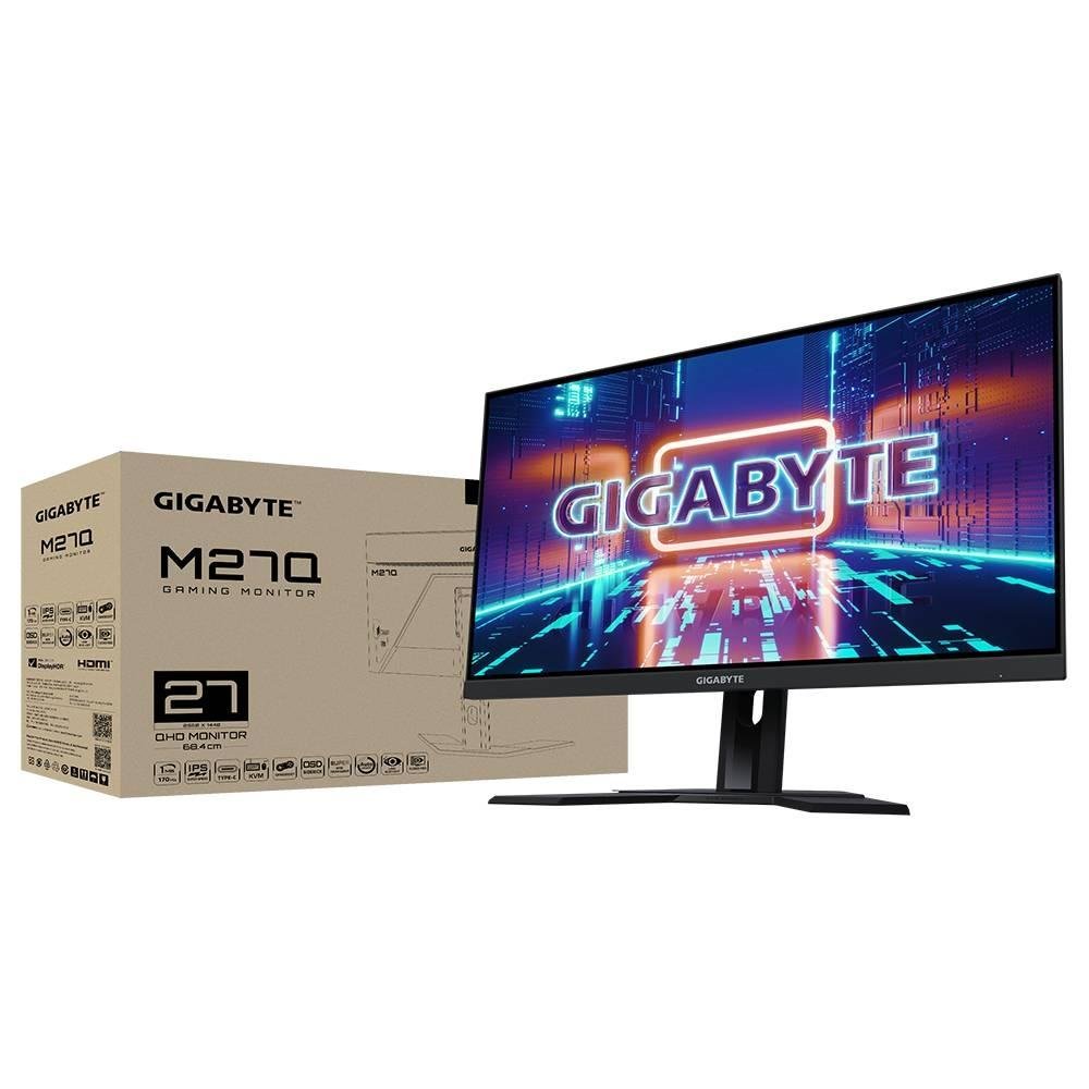 Monitor Gamer Gigabyte 27", QHD, 165Hz, 0.5ms, IPS, FreeSync Premium, HDR 400, USB-C, Altura Ajustável, Preto - M27Q-SA Monitor Gamer Gigabyte 27", QHD, 165Hz, 0.5ms, IPS, FreeSync Premium, HDR 400, USB-C, Altura Ajustável, Preto - M27Q-SA