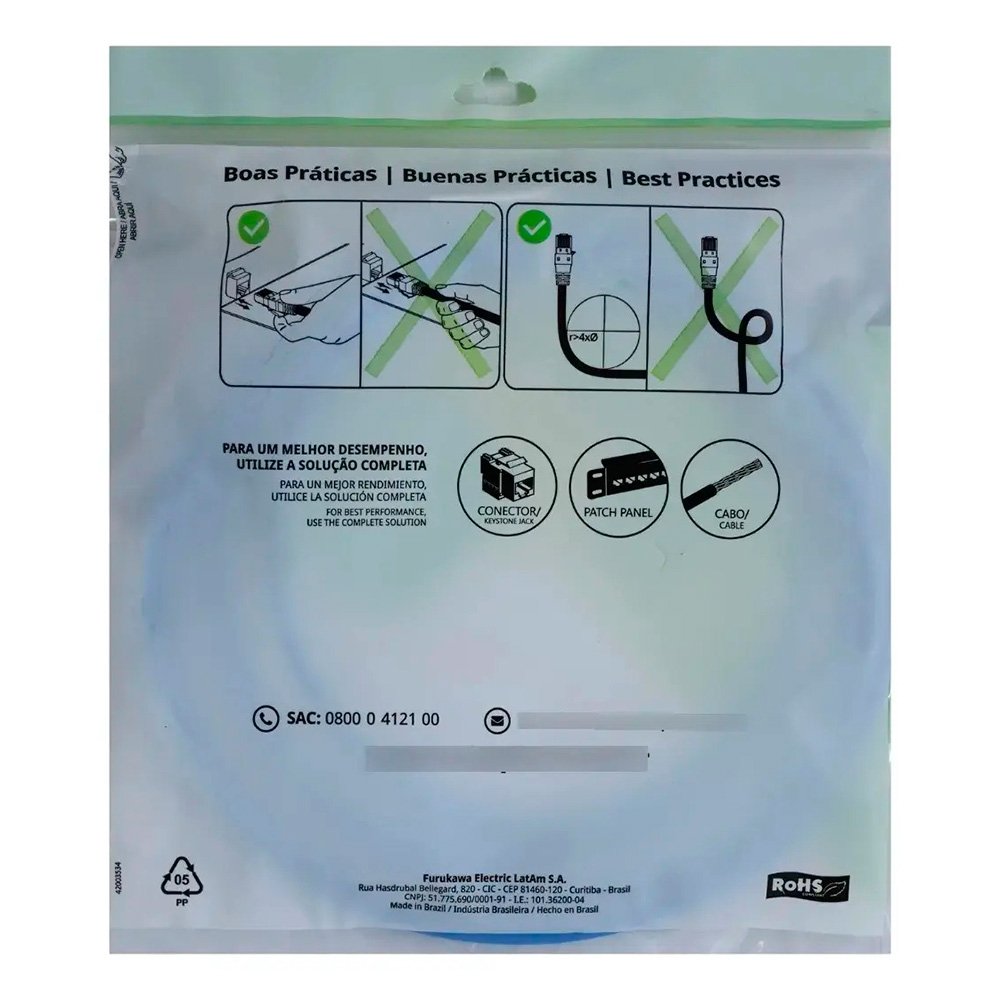 Patch Cord CAT.5e Furukawa SohoPlus, 2.5m, Azul , T568A/B - 35104004 - view 3