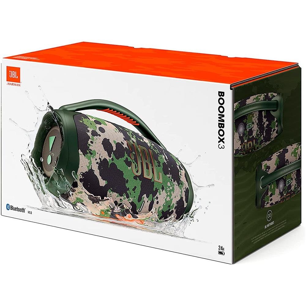 Imagem 4 de 4 do produto Caixa de Som Portátil JBL Boombox 3, Bluetooth, 80W RMS,P2, À prova d'água, Camuflada - JBLBOOMBOX3SQUADBR
