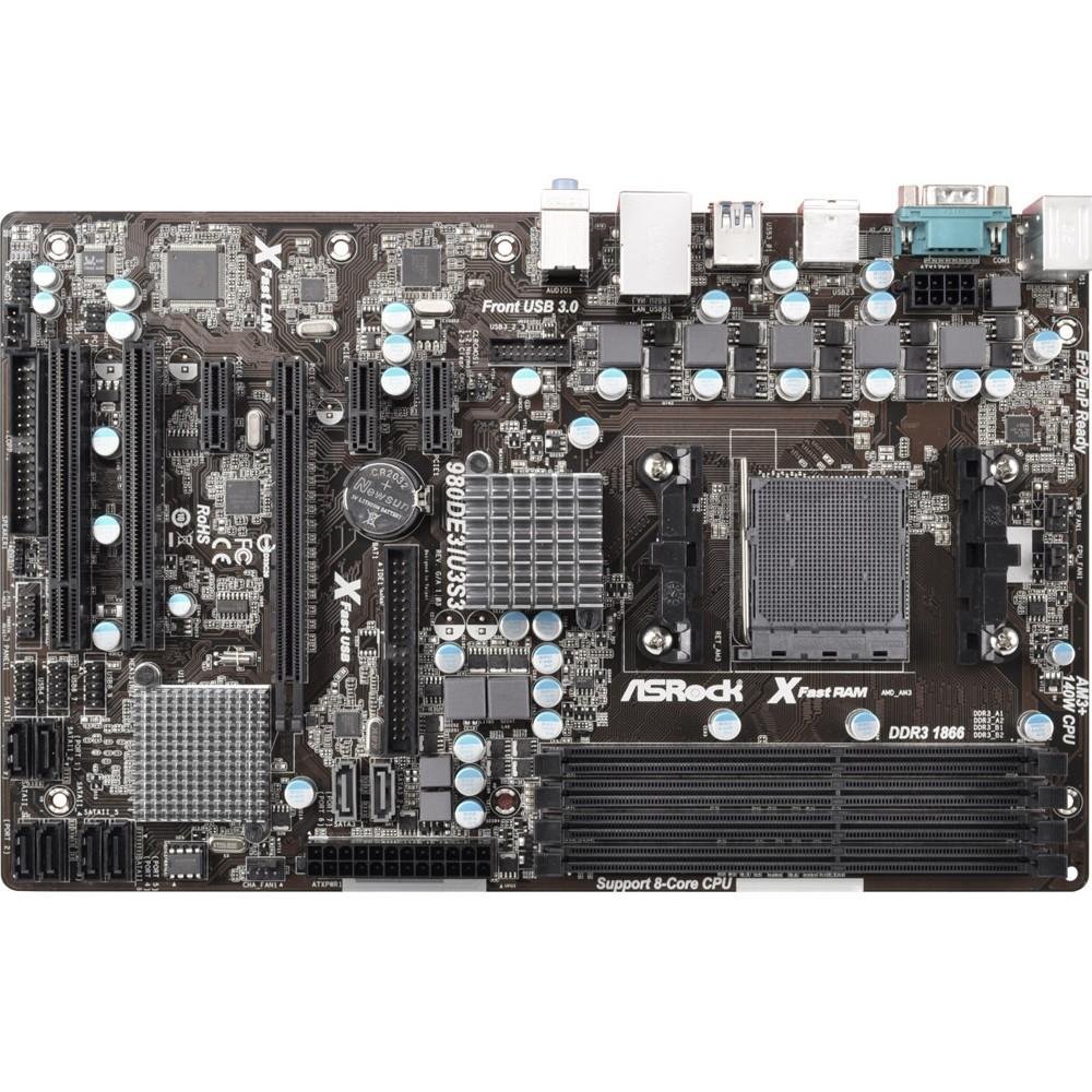 Placa-Mãe ASRock p/ AMD AM3+ ATX 980DE3/U3S3 4 x DDR3 max 32GB 4 x USB 3.0