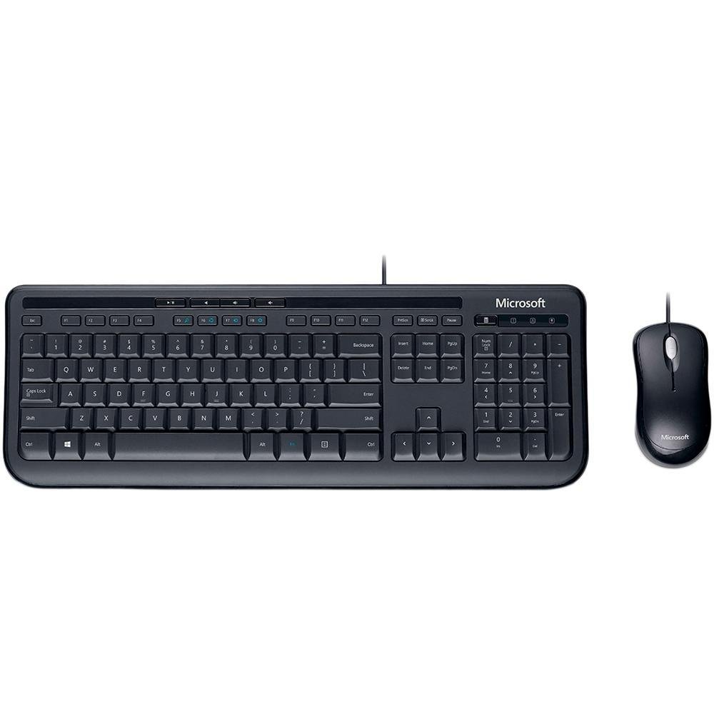Boo Teclado e Mouse Microsoft Wired Desktop 600 Multimídia ABNT2