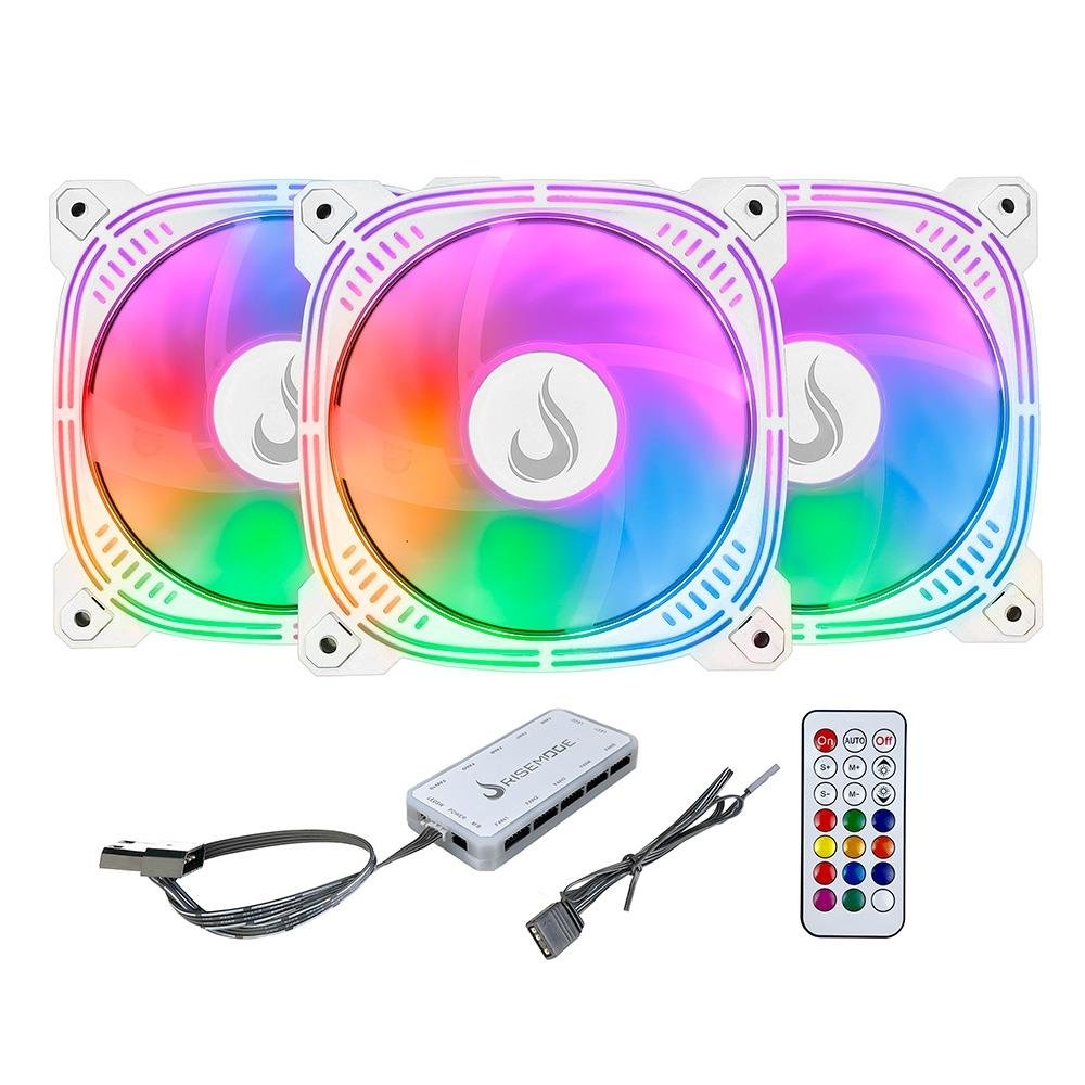 Kit Com 3 Ventoinhas Rise Mode Aura frost Pro, 120mm, ARGB, Branco - RM-CF-02-ARGB 4