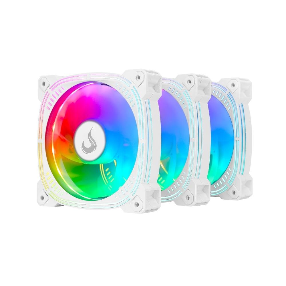 Imagem 2 de 6 do produto Kit Com 3 Ventoinhas Rise Mode Aura frost Pro, 120mm, ARGB, Branco - RM-CF-02-ARGB