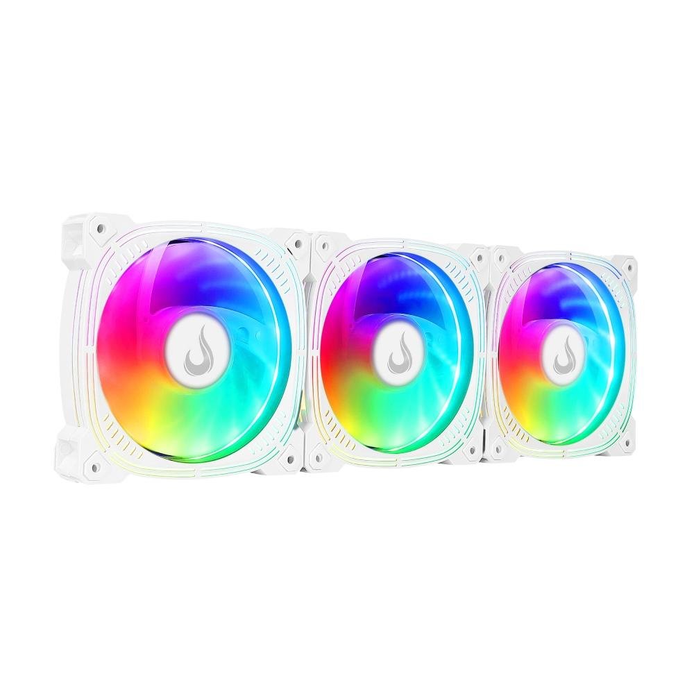 Imagem 4 de 6 do produto Kit Com 3 Ventoinhas Rise Mode Aura frost Pro, 120mm, ARGB, Branco - RM-CF-02-ARGB