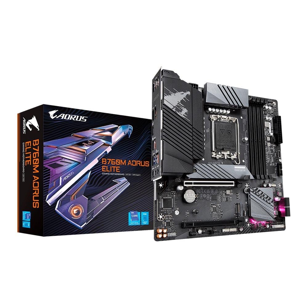 Placa-Mãe Gigabyte B760M AORUS ELITE Rev. 1.0, LGA 1700, DDR5, Preto - B760M AORUS ELITE Placa-Mãe Gigabyte B760M AORUS ELITE Rev. 1.0, LGA 1700, DDR5, Preto - B760M AORUS ELITE