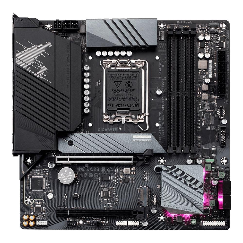 Placa-Mãe Gigabyte B760M AORUS ELITE Rev. 1.0, LGA 1700, DDR5, Preto - B760M AORUS ELITE Placa-Mãe Gigabyte B760M AORUS ELITE Rev. 1.0, LGA 1700, DDR5, Preto - B760M AORUS ELITE