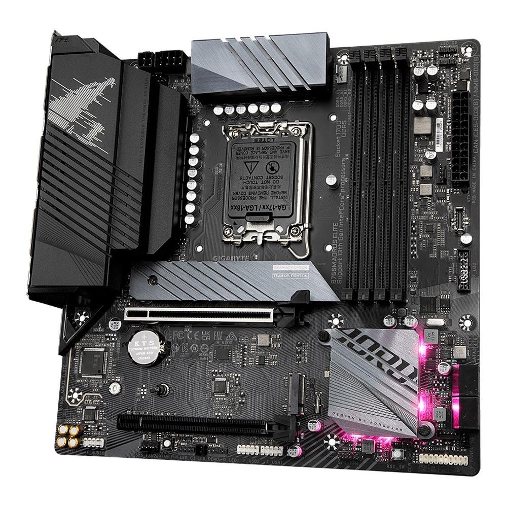 Placa-Mãe Gigabyte B760M AORUS ELITE Rev. 1.0, LGA 1700, DDR5, Preto - B760M AORUS ELITE Placa-Mãe Gigabyte B760M AORUS ELITE Rev. 1.0, LGA 1700, DDR5, Preto - B760M AORUS ELITE