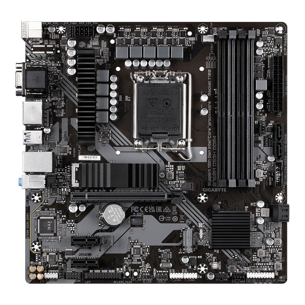 Placa-Mãe Gigabyte B760M DS3H Rev. 1.0, LGA1700, DDR4, Preto - B760M DS3H DDR4 Placa-Mãe Gigabyte B760M DS3H Rev. 1.0, LGA1700, DDR4, Preto - B760M DS3H DDR4