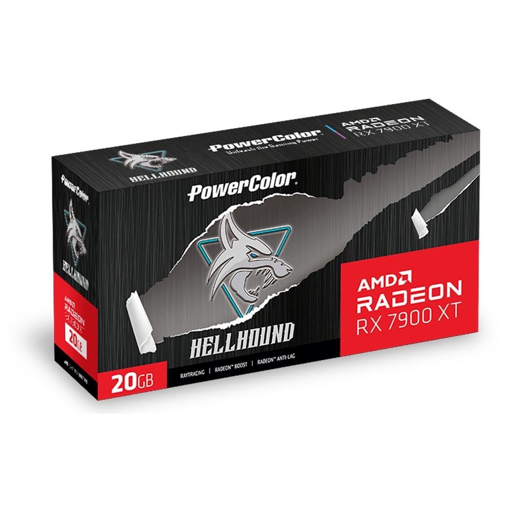 Imagem 9 de 9 do produto Placa de Vídeo RX 7900 XT Hellhound PowerColor AMD Radeon, 20 GB GDDR6, LED, Ray Tracing - RX7900XT 20G-L/OC