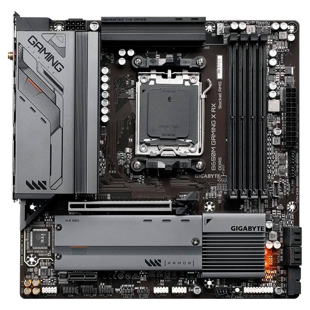 Placa-Mãe Gigabyte B650M Gaming X AX Rev. 1.3, AMD, Micro ATX, AM5, DDR5, Wi-Fi, Bluetooth, Preto - B650M GAMING X AX Placa-Mãe Gigabyte B650M Gaming X AX Rev. 1.3, AMD, Micro ATX, AM5, DDR5, Wi-Fi, Bluetooth, Preto - B650M GAMING X AX