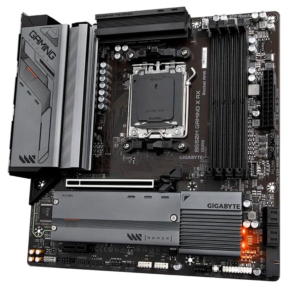 Placa-Mãe Gigabyte B650M Gaming X AX Rev. 1.3, AMD, Micro ATX, AM5, DDR5, Wi-Fi, Bluetooth, Preto - B650M GAMING X AX Placa-Mãe Gigabyte B650M Gaming X AX Rev. 1.3, AMD, Micro ATX, AM5, DDR5, Wi-Fi, Bluetooth, Preto - B650M GAMING X AX