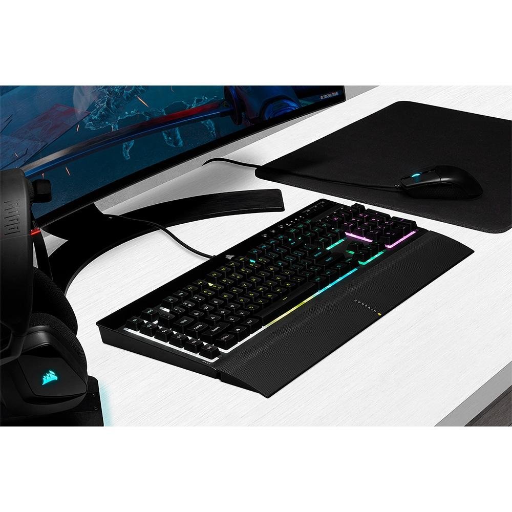 Imagem 8 de 13 do produto Kit Gamer Corsair K55 RGB Pro + Katar Pro, com Mouse Gamer Katar Pro 12.400DPI + Teclado Gamer K55, RGB, USB, Preto - CH-9226965-NA