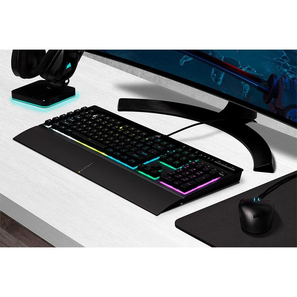Imagem 9 de 13 do produto Kit Gamer Corsair K55 RGB Pro + Katar Pro, com Mouse Gamer Katar Pro 12.400DPI + Teclado Gamer K55, RGB, USB, Preto - CH-9226965-NA