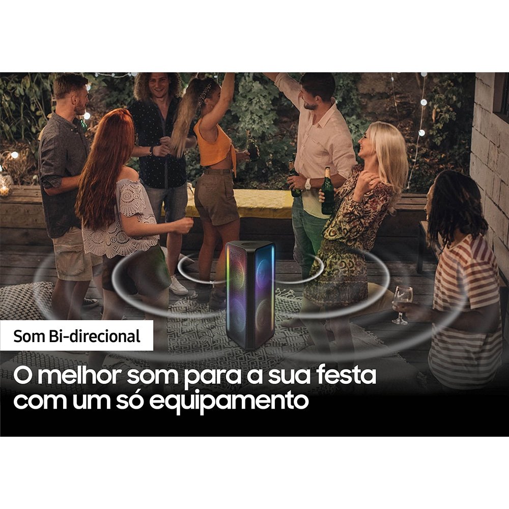Imagem 13 de 13 do produto Sound Tower Samsung, Bluetooth, 160W, LED, Bass Booster, Som bi-direcional, Resistente à Água - MX-ST45B