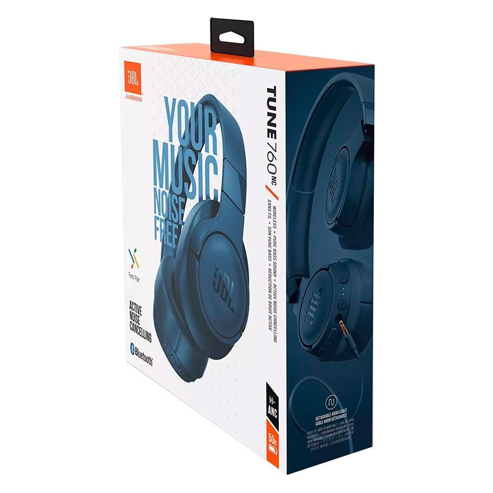 Imagem 8 de 8 do produto Fone de Ouvido JBL Tune 760NC, Bluetooth, Cancelamento de Ruído, Dobrável, Azul - JBLT760NCBLU