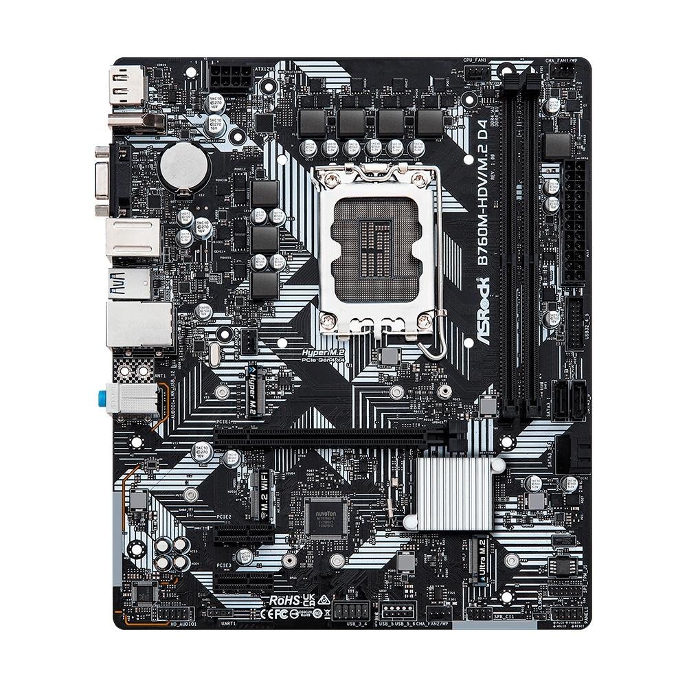 Placa-Mãe ASRock B760M-HDV/M.2 D4, Intel, Micro ATX, DDR4, Preto - 90-MXBL4* - view 2