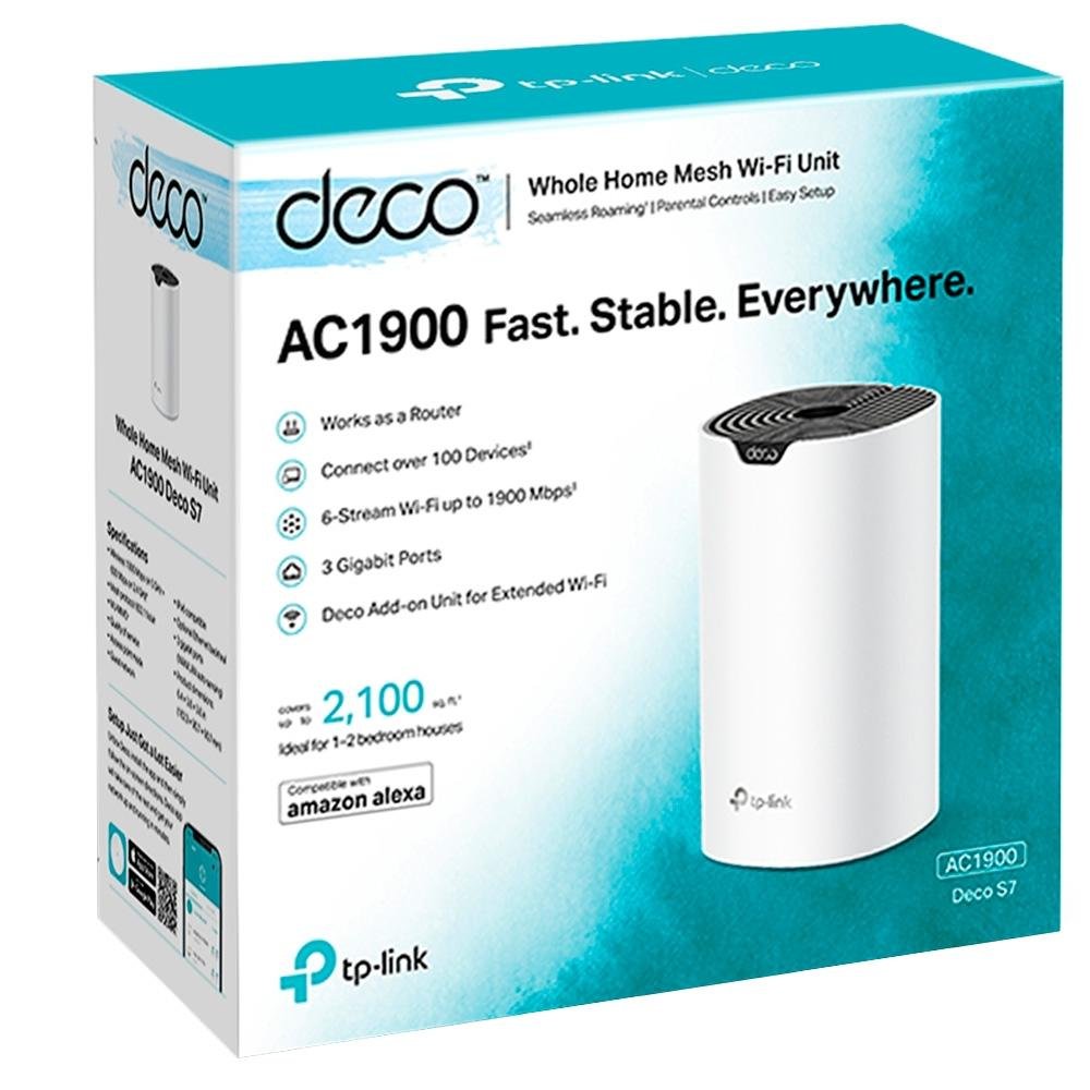 Roteador TP-Link Deco S7, Wi-Fi, Gigabit Ethernet AC 1900Mbps, Dual-Band, 1 Pack - Deco S7 (1-pack) Roteador TP-Link Deco S7, Wi-Fi, Gigabit Ethernet AC 1900Mbps, Dual-Band, 1 Pack - Deco S7 (1-pack)