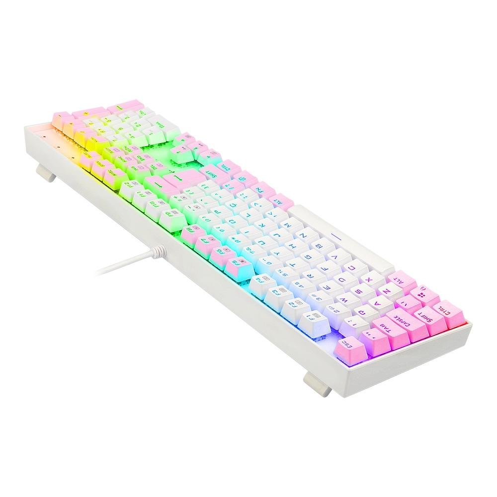 Imagem 6 de 7 do produto Teclado Mecânico Gamer Redragon Mitra, RGB, Switch Blue, ABNT2, Branco e Rosa - K551WP-RGB (PT-BLUE)