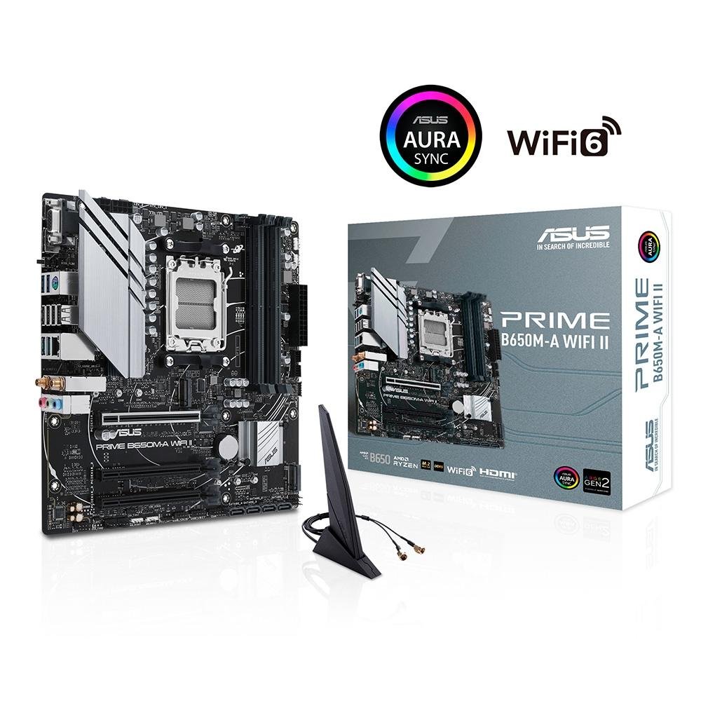 Placa-Mãe ASUS Prime B650M-A WIFI II, AMD AM5, B650, DDR5, mATX, WiFi, Preto - 90MB1EG0-M0EAY0 Placa-Mãe ASUS Prime B650M-A WIFI II, AMD AM5, B650, DDR5, mATX, WiFi, Preto - 90MB1EG0-M0EAY0