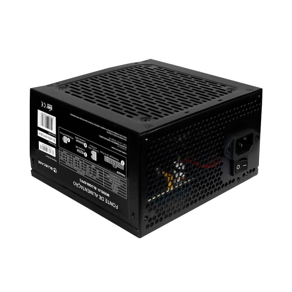 Fonte Bluecase BLU500-EPFC, 500W, PFC Ativo, Com Cabo, Preto - BLU500-EPFCBX