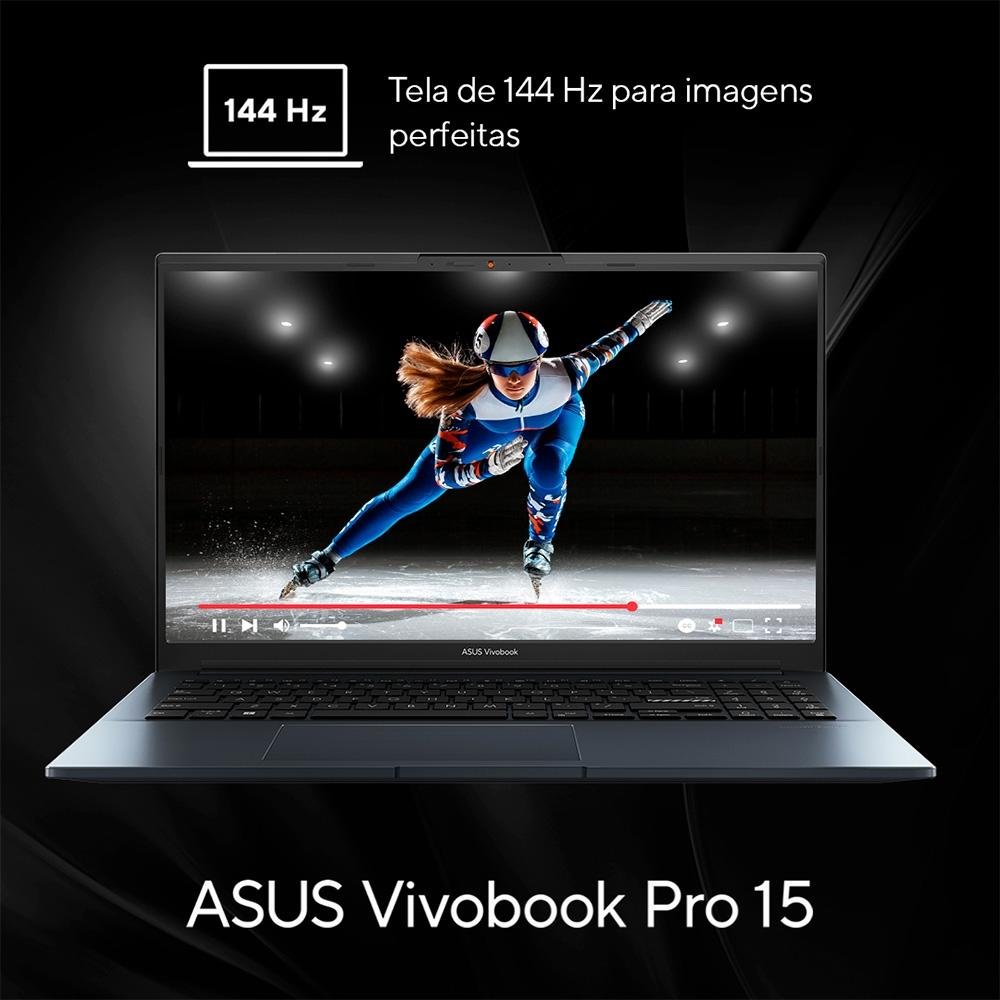 Imagem 5 de 7 do produto Notebook Gamer ASUS Vivobook Pro 15 AMD Ryzen 7-6800H, 16GB RAM, GeForce RTX3050, SSD 512GB, 15.6" FHD, Win11, Azul - M6500RC-HN088W