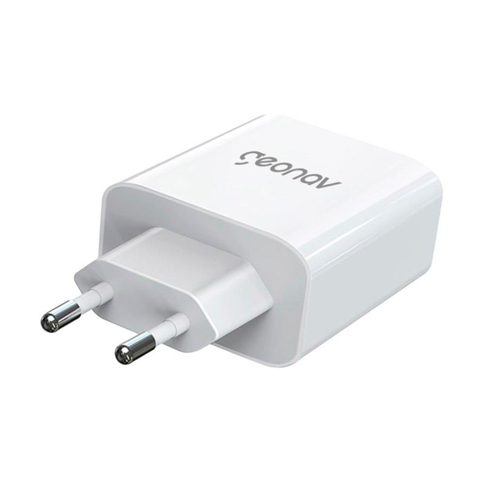 Carregador de Tomada Geonav Super Power Gan Duo, USB-C x USB-A, 2 Portas, Quick Charger, Branco - CH48PDQCWT