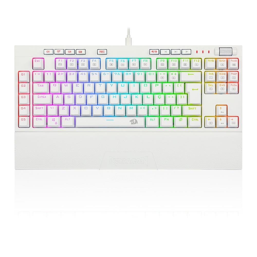 Teclado Óptico Mecânico Redragon Broadsword Pro, RGB, Switch Red, ABNT2, Branco - K588W-RGB-PRO (PT-RED) Teclado Óptico Mecânico Redragon Broadsword Pro, RGB, Switch Red, ABNT2, Branco - K588W-RGB-PRO (PT-RED)