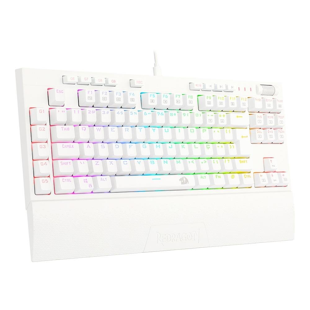 Teclado Óptico Mecânico Redragon Broadsword Pro, RGB, Switch Red, ABNT2, Branco - K588W-RGB-PRO (PT-RED) Teclado Óptico Mecânico Redragon Broadsword Pro, RGB, Switch Red, ABNT2, Branco - K588W-RGB-PRO (PT-RED)