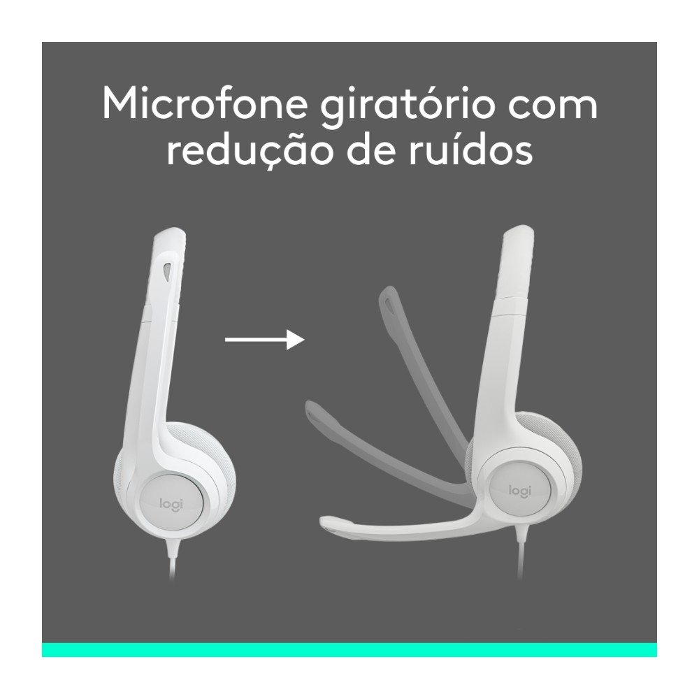 Headset ( Balão.info) H390, USB, com Almofadas, Controles de Áudio Integrado, Microfone com Redução de Ruído, Branco - 981-( Balão.info - foto 4