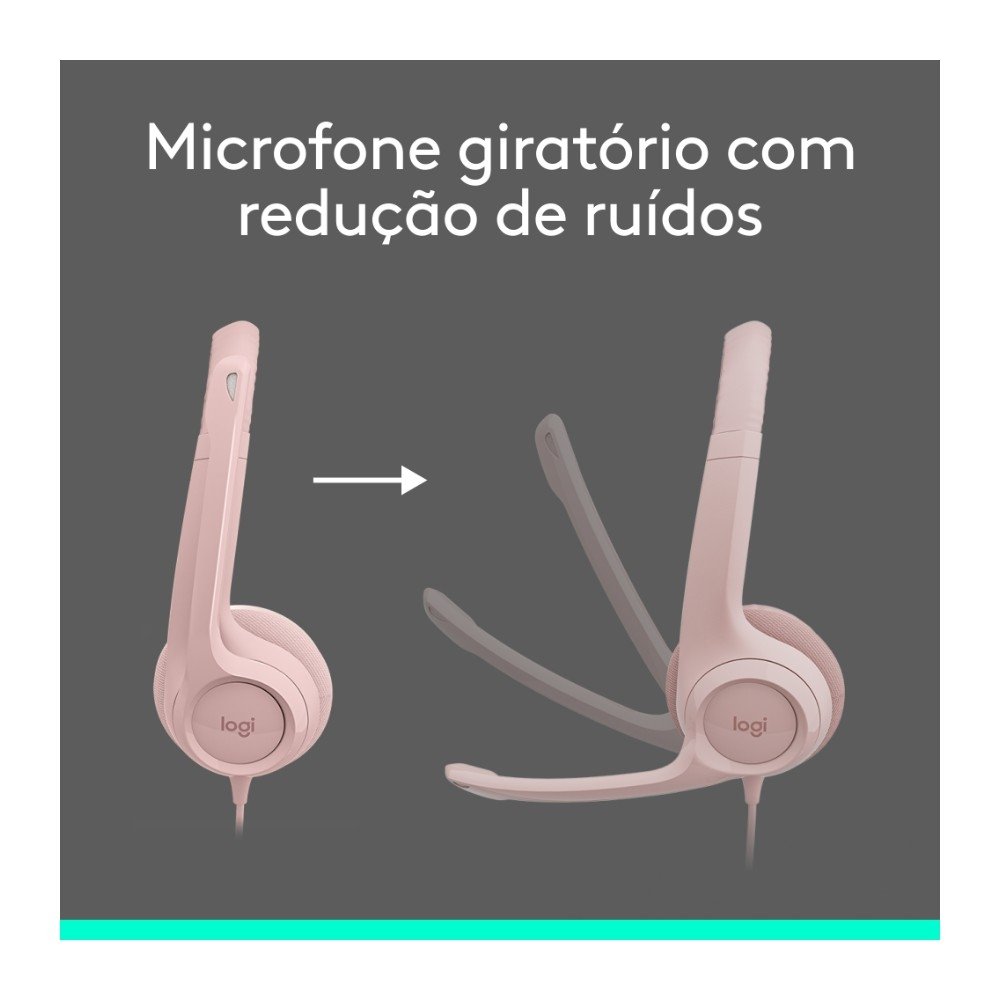 Headset ( Balão.info) H390, USB, com Almofadas, Controles de Áudio Integrado, Microfone com Redução de Ruído, Rosa - 981-( Balão.info - foto 4